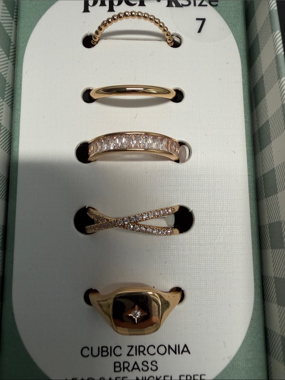 Piper K | Gold-Tone Cubic Zirconia Stackable Ring Set | Size 7 - Picture 3 of 6